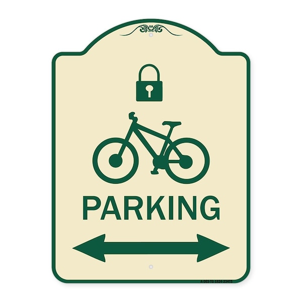 Signmission Parking W/ Lock Cycle & Bidirectional Arrow Heavy-Gauge Aluminum Sign, 24" x 18", TG-1824-23475 A-DES-TG-1824-23475 - main
